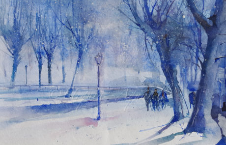 Urquias Aquarelle Blauer Winter