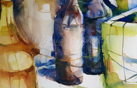 Urquias-aquarelle-Gelbe-Flasche