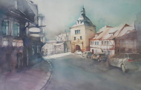 urquia-aquarelle-Mühlhausen 36x48 cm