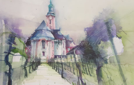 urquias-aquarelle-Basilika Birnau 30 x 40