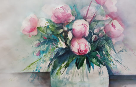 Urquias-aquarelle- Pfingsrosen 1