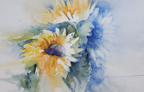 urquias-aquarelle-Sonnenblumen 8 30 x 40