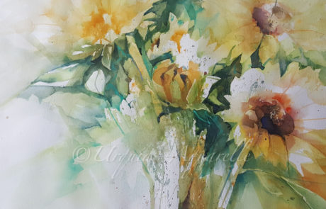 urquias-aquarelle-Sonnenblummen -frei 42x56 cm