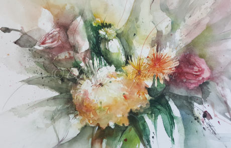 urquias-aquarelle-Strauss mit gelben Blumen